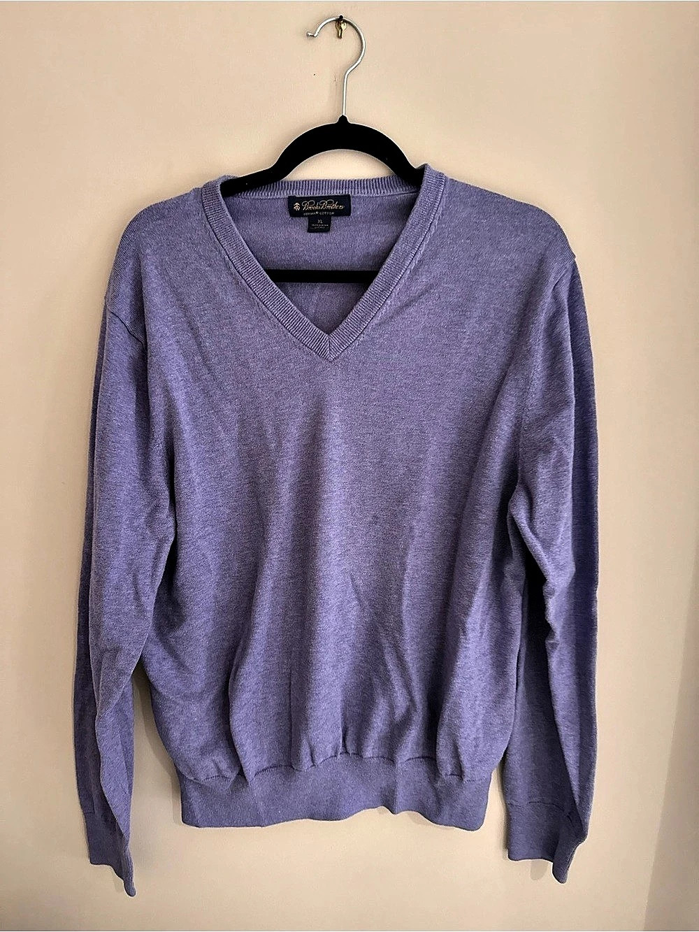 Brooks Brothers Supima Cotton V-Neck Sweater Purple XL